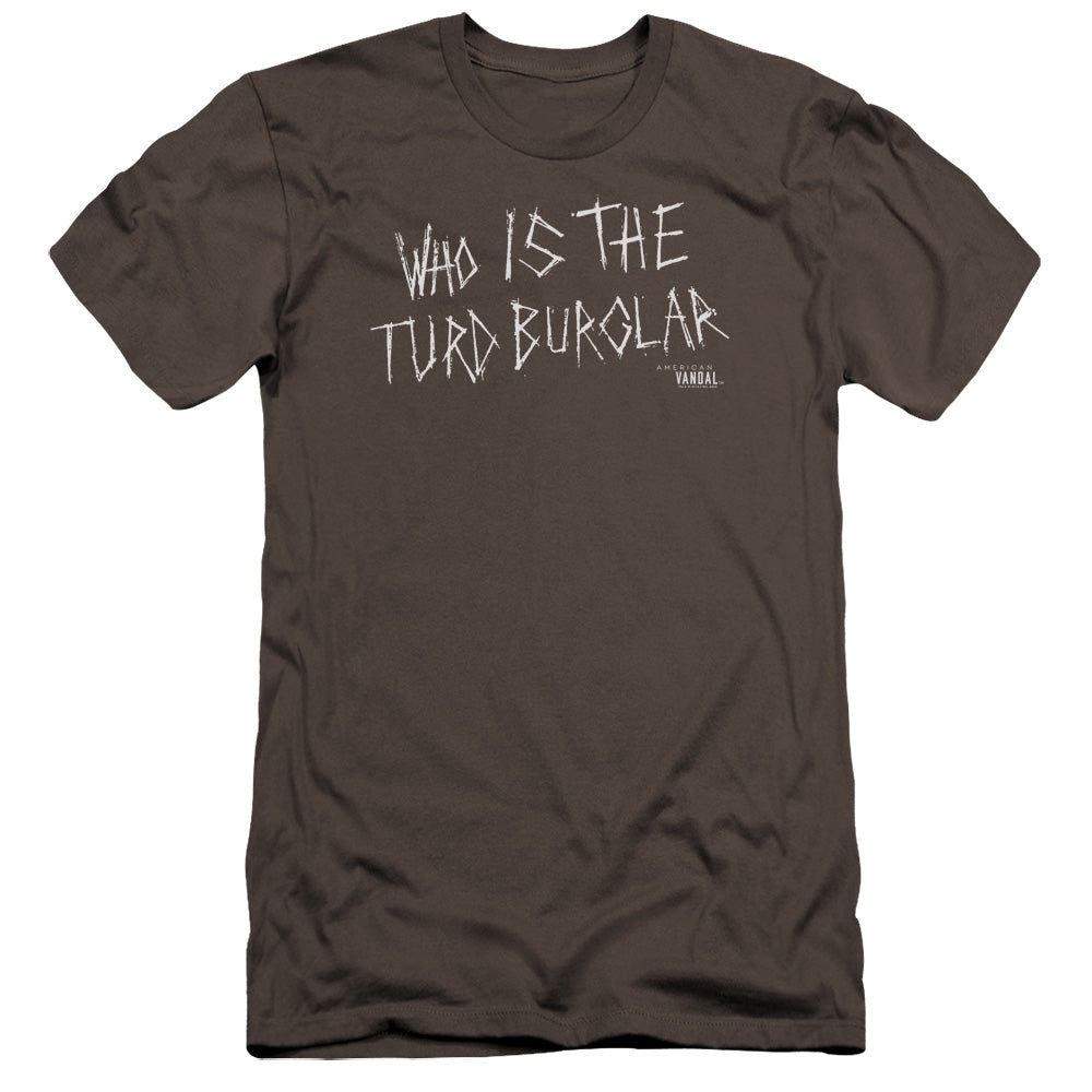 American Vandal Turd Burglar Hbo Premium Bella Canvas Slim Fit Mens T Shirt Charcoal - clothing by TeeHivey.com (Image 2)