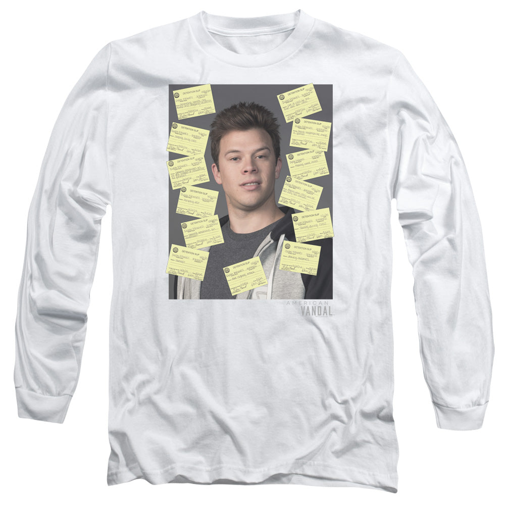American Vandal Detention Mens Long Sleeve Shirt White - clothing by TeeHivey.com (Image 1)