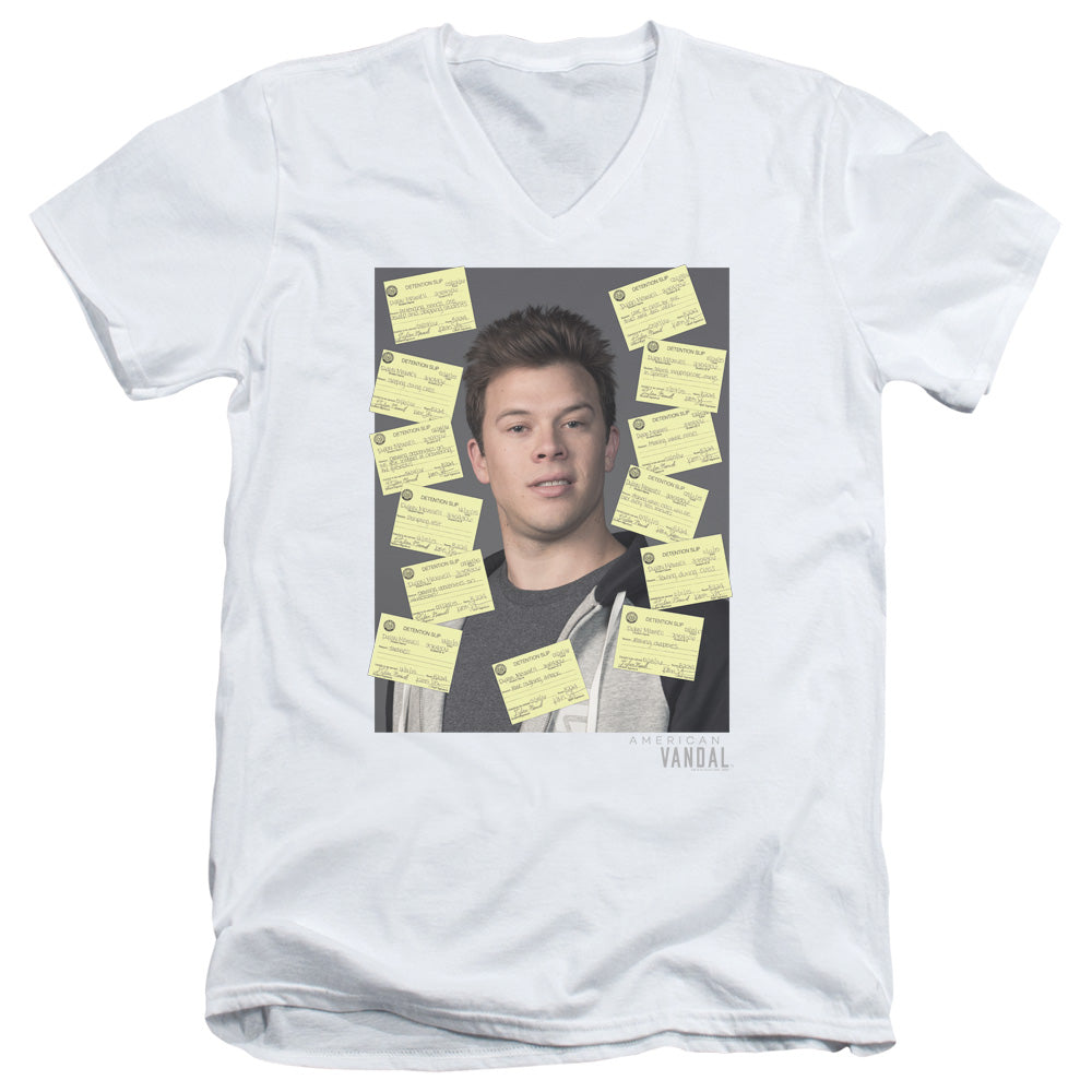 American Vandal Detention Mens Slim Fit V-Neck T Shirt White - clothing by TeeHivey.com
