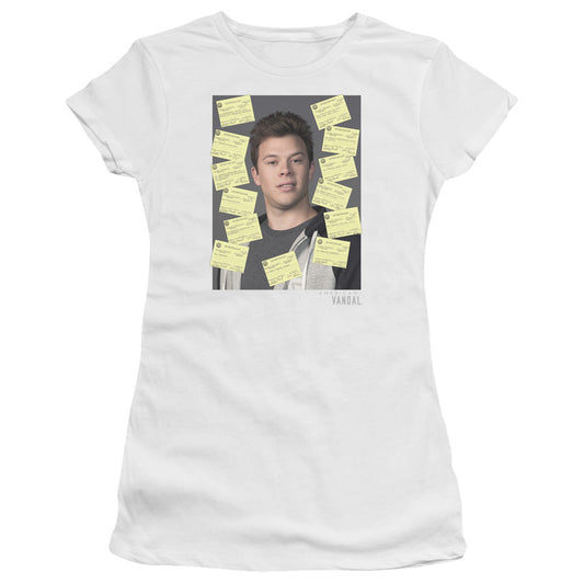 American Vandal Detention Junior Sheer Cap Sleeve Womens T Shirt White