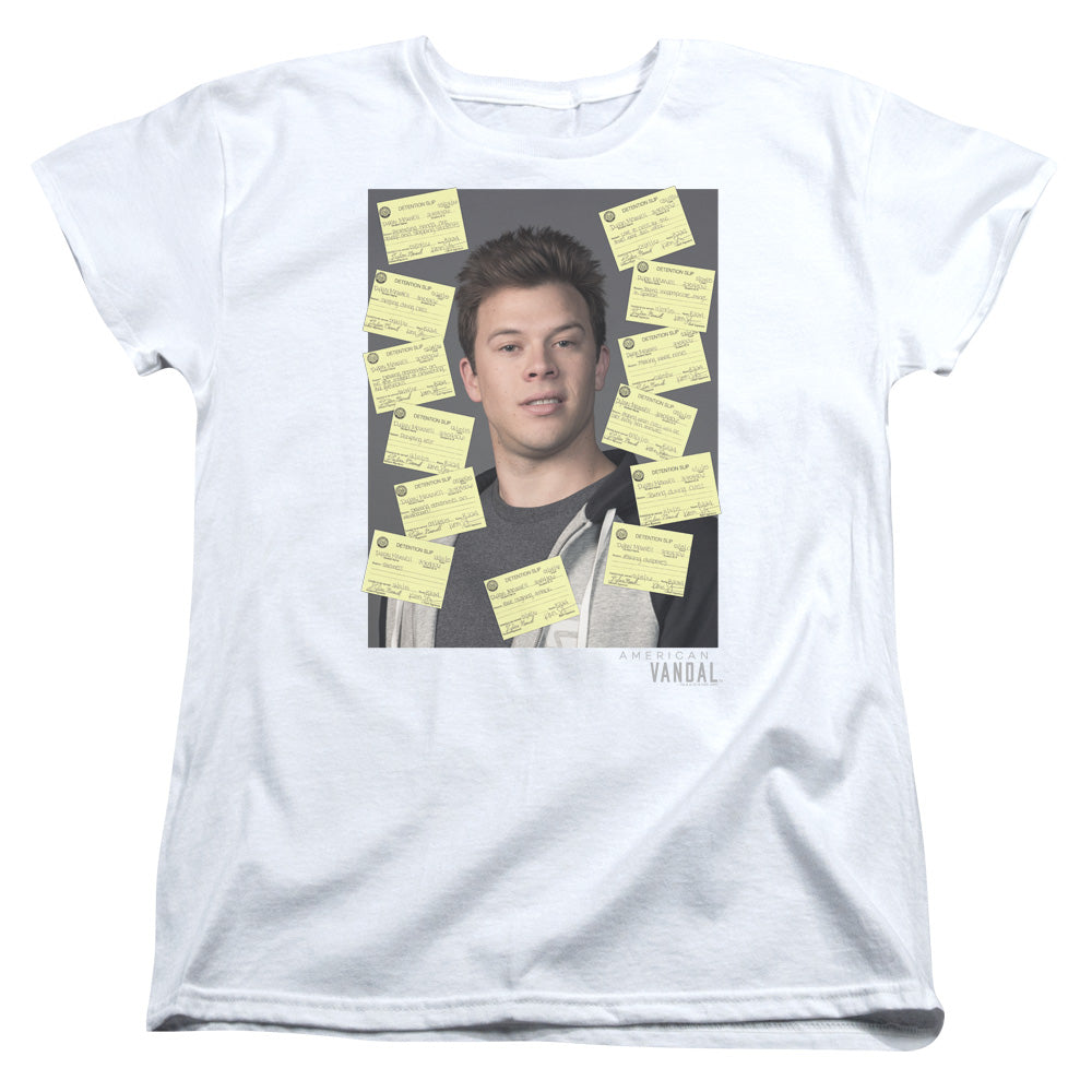 American Vandal Detention Womens T Shirt White - clothing by TeeHivey.com (Image 1)