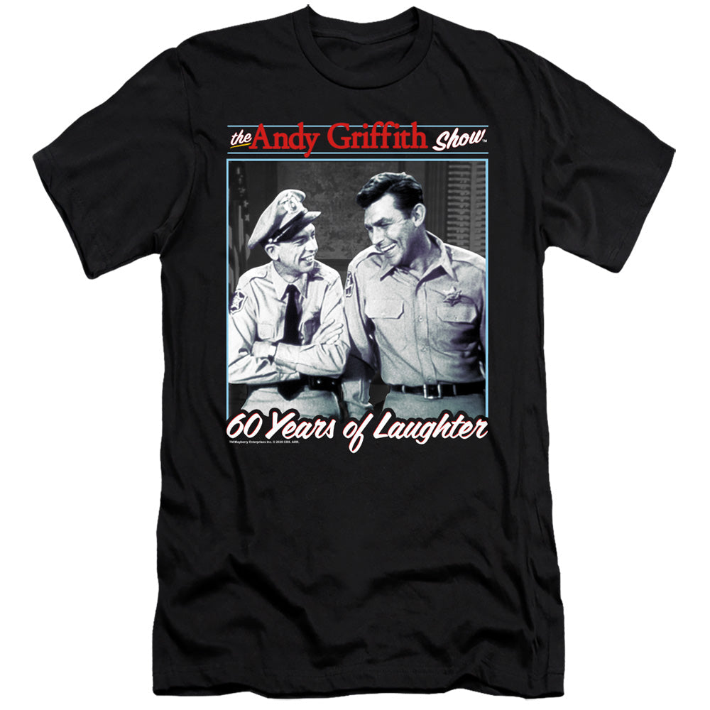 Andy Griffith 60 Years Of Laughter Hbo Premium Bella Canvas Slim Fit Mens T Shirt Black - clothing by TeeHivey.com (Image 1)