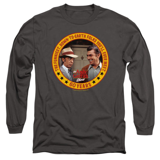 Andy Griffith 60 Years Mens Long Sleeve Shirt Charcoal - clothing by TeeHivey.com (Image 1)