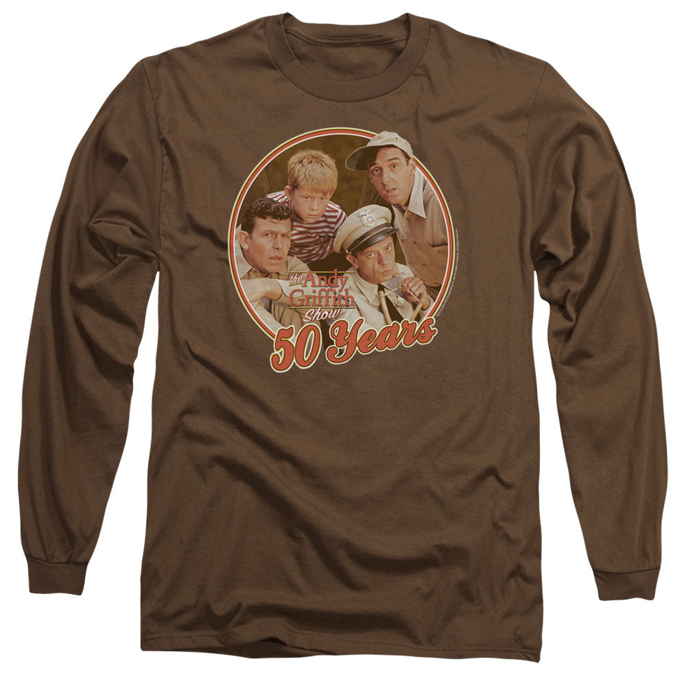 Andy Griffith 50 Years Mens Long Sleeve Shirt Coffee - clothing by TeeHivey.com