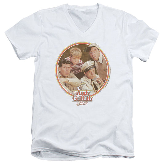 Andy Griffith Boys Club Mens Slim Fit V-Neck T Shirt White