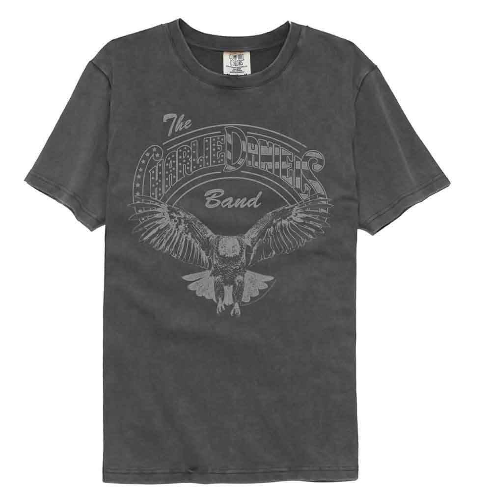Charlie Daniels Band - Star Stripes Eagle - American Classics - Gray Solid Adult Short Sleeve Comfort Color T-Shirt (Image 1)