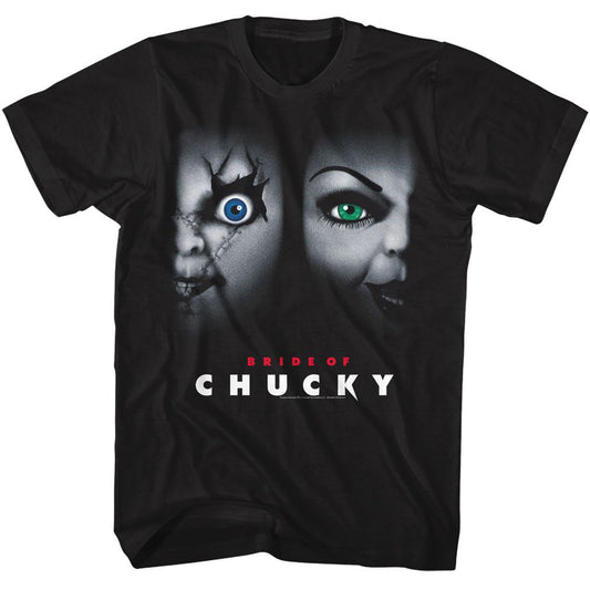 Chucky - Bride Of Poster - American Classics - Solid Black Adult Short Sleeve T-Shirt - clothing by TeeHivey.com (Image 1)