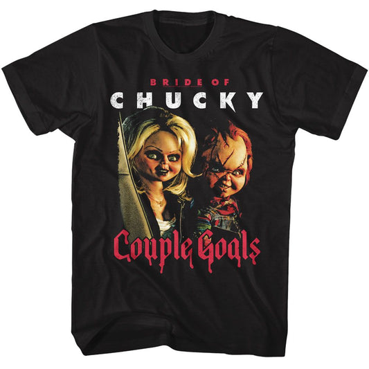 Chucky - Couple Goals - American Classics - Solid Black Adult Short Sleeve T-Shirt - clothing by TeeHivey.com (Image 1)