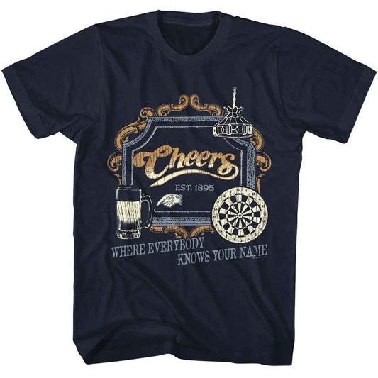 Cheers - Sign - American Classics - Solid Blue Adult Short Sleeve T-Shirt - clothing by TeeHivey.com (Image 1)