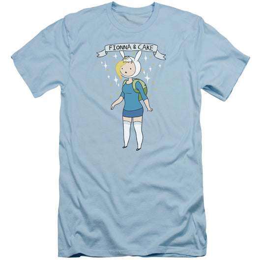 Adventure Time Fionna & Cake Slim Fit Mens T Shirt Light Blue