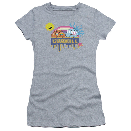 Amazing World of Gumball Sunshine Junior Sheer Cap Sleeve Womens T Shirt Athletic Heather