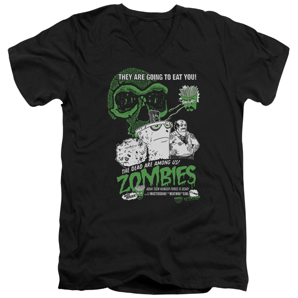 Aqua Teen Hunger Force Zombies Mens Slim Fit V Neck T Shirt Black - clothing by TeeHivey.com