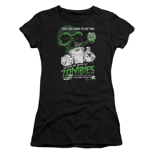 Aqua Teen Hunger Force Zombies Junior Sheer Cap Sleeve Womens T Shirt Black - clothing by TeeHivey.com