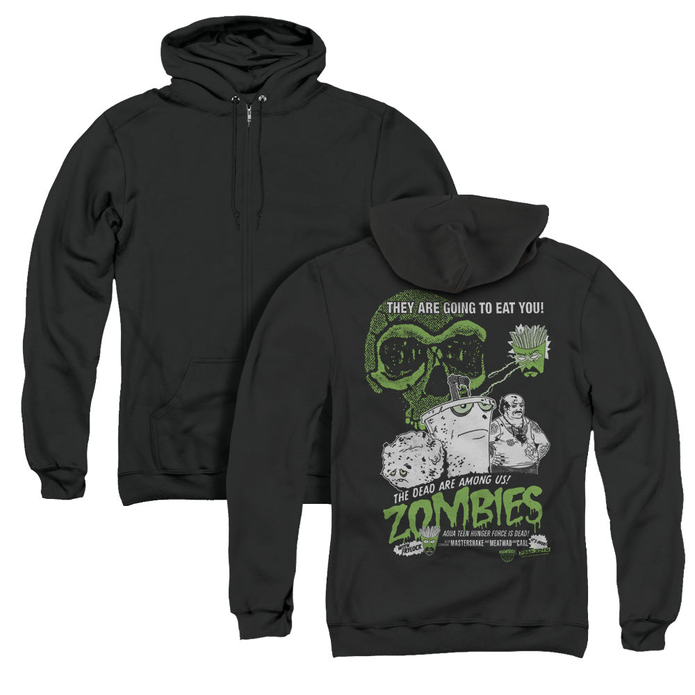 Aqua Teen Hunger Force Zombies Back Print Zipper Mens Hoodie Black - clothing by TeeHivey.com
