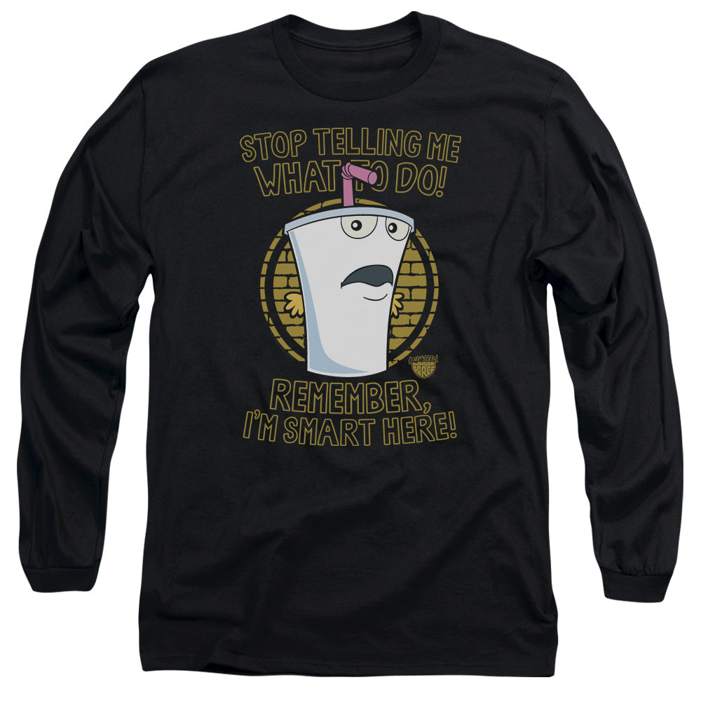 Aqua Teen Hunger Force Stop Mens Long Sleeve Shirt Black - clothing by TeeHivey.com (Image 1)