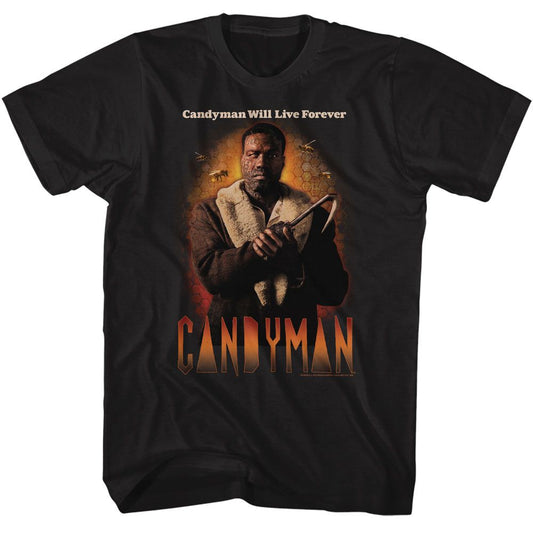 Candyman - Bees And Honeycomb - American Classics - Solid Black Adult Short Sleeve T-Shirt (Image 1)