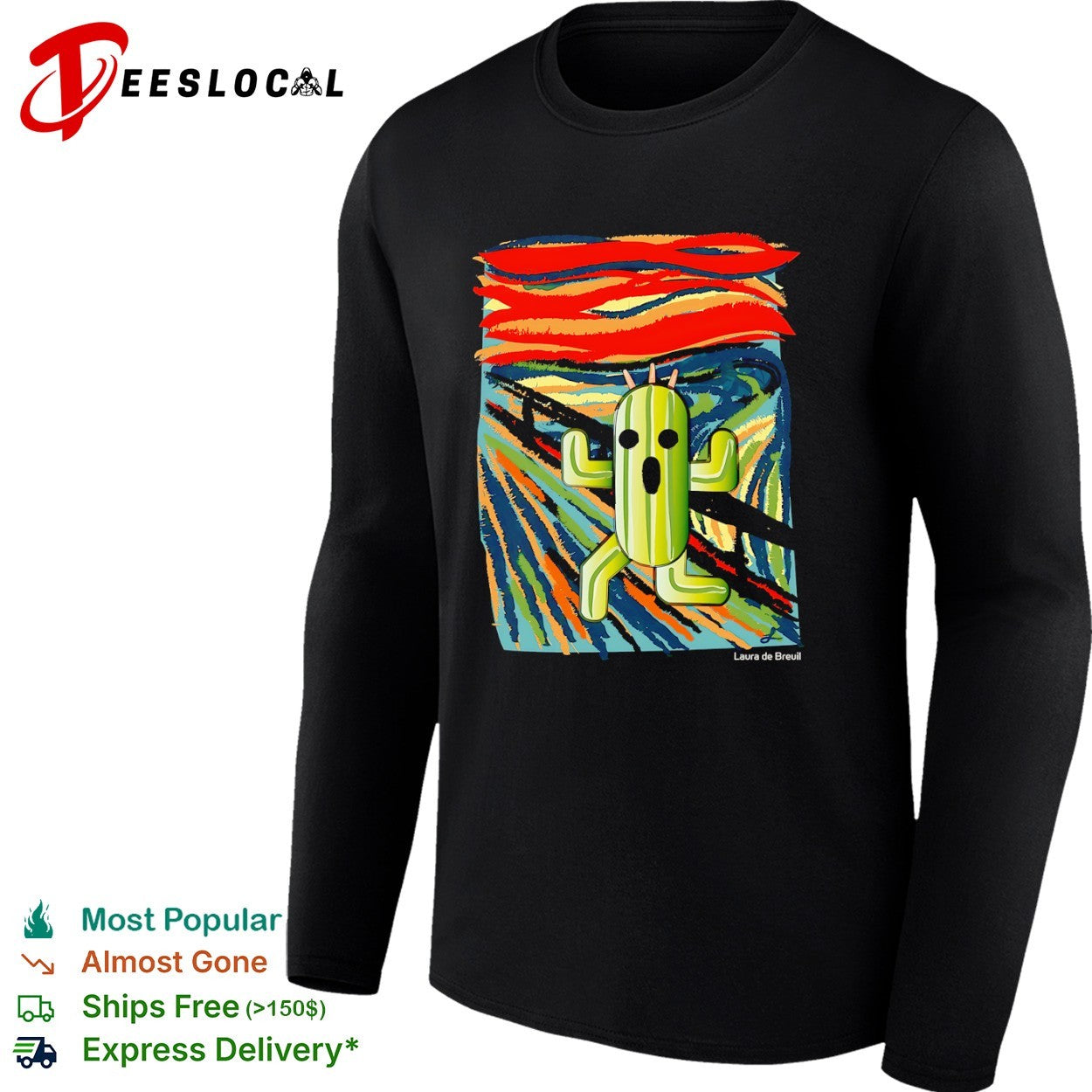 Cactuar The Scream Final Fantasy Mashup Laura de Breuil Parody Art shirt