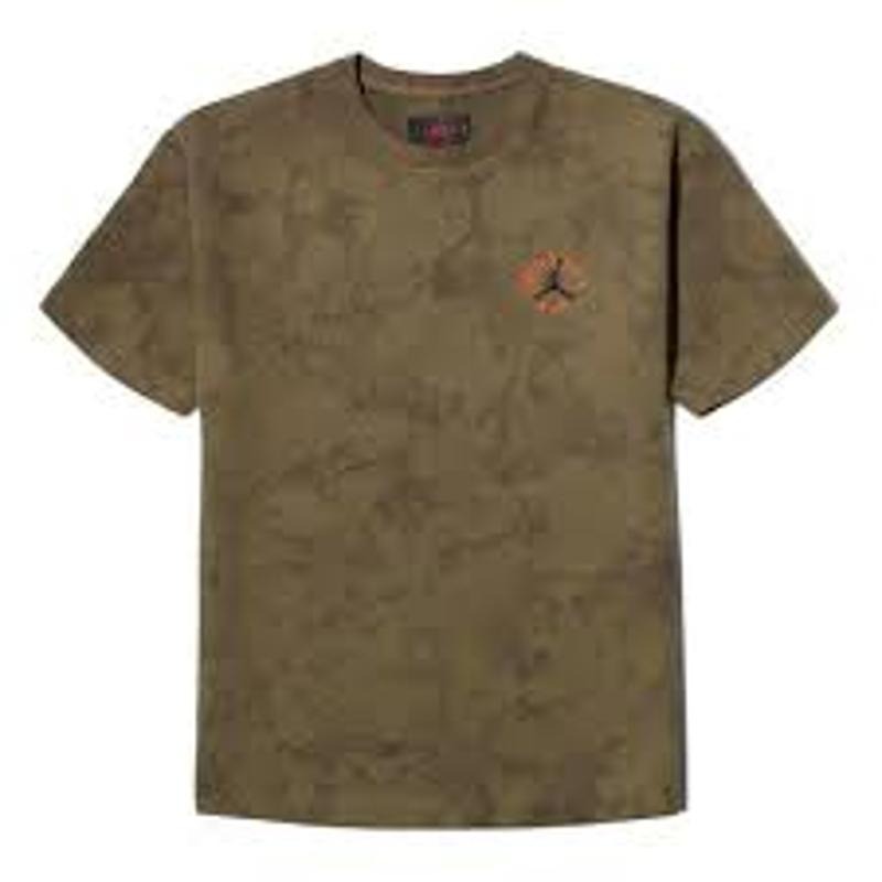 Cactus Jack x Jordan Tee Olive Tshirt Shortsleeve Tropical Casual Streetwear Top Menswear Crewneck Camo Classic Cotton Day Green Relaxed Fit Stylish