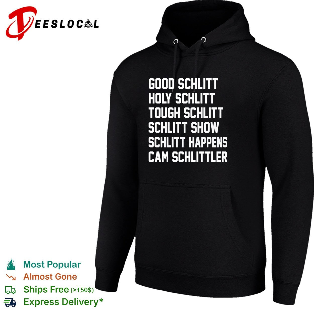 Cam Schlittler hockey player Schlitt happens wordplay bold stacked text fan shirt