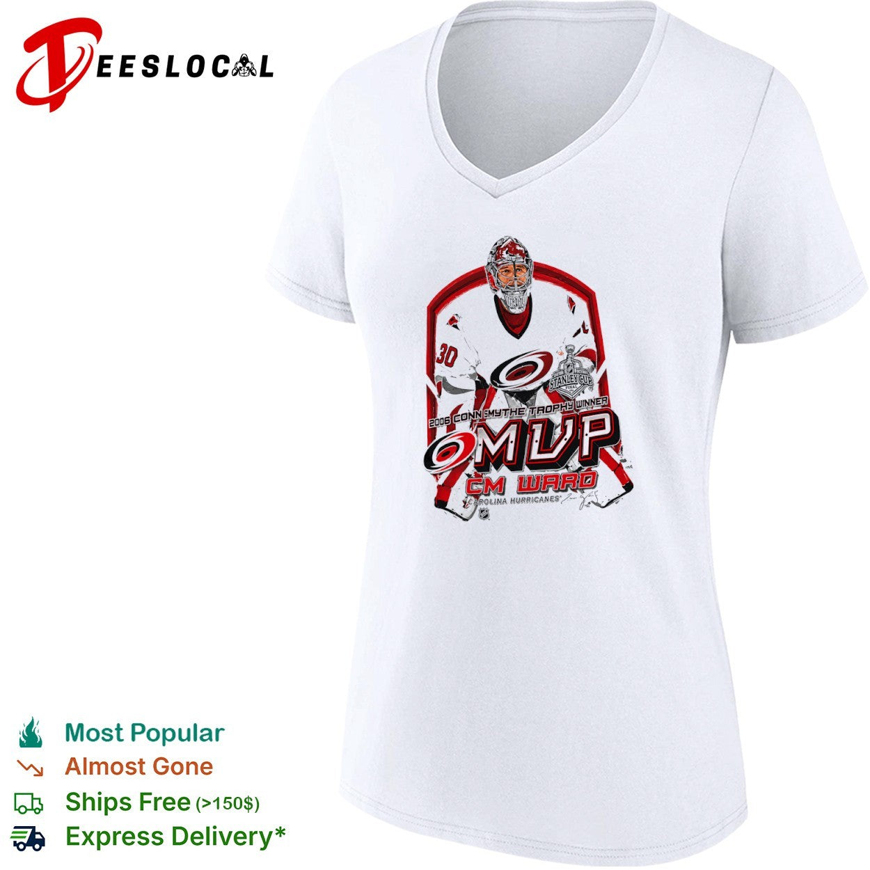 Cam Ward Carolina Hurricanes 2006 Conn Smythe Trophy Winner MVP hockey shirt