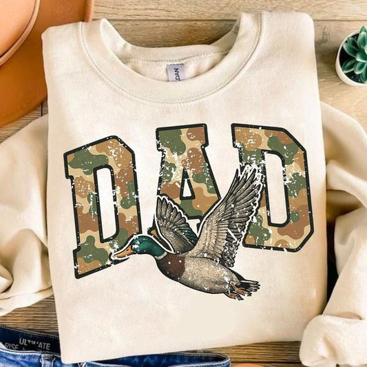Camo Dad Shirt, Father's Day png, Camo Flying Duck Shirt, Duck Hunting Shirt, Dad shirt , Hunting Shirt