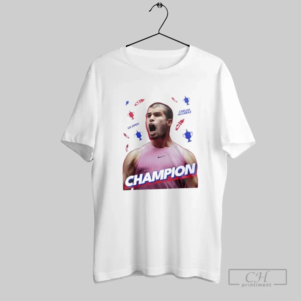 Carlos Alcaraz Champion Champion Us Open Cup All Trophies 2 Sided - clothing by TeeHivey.com