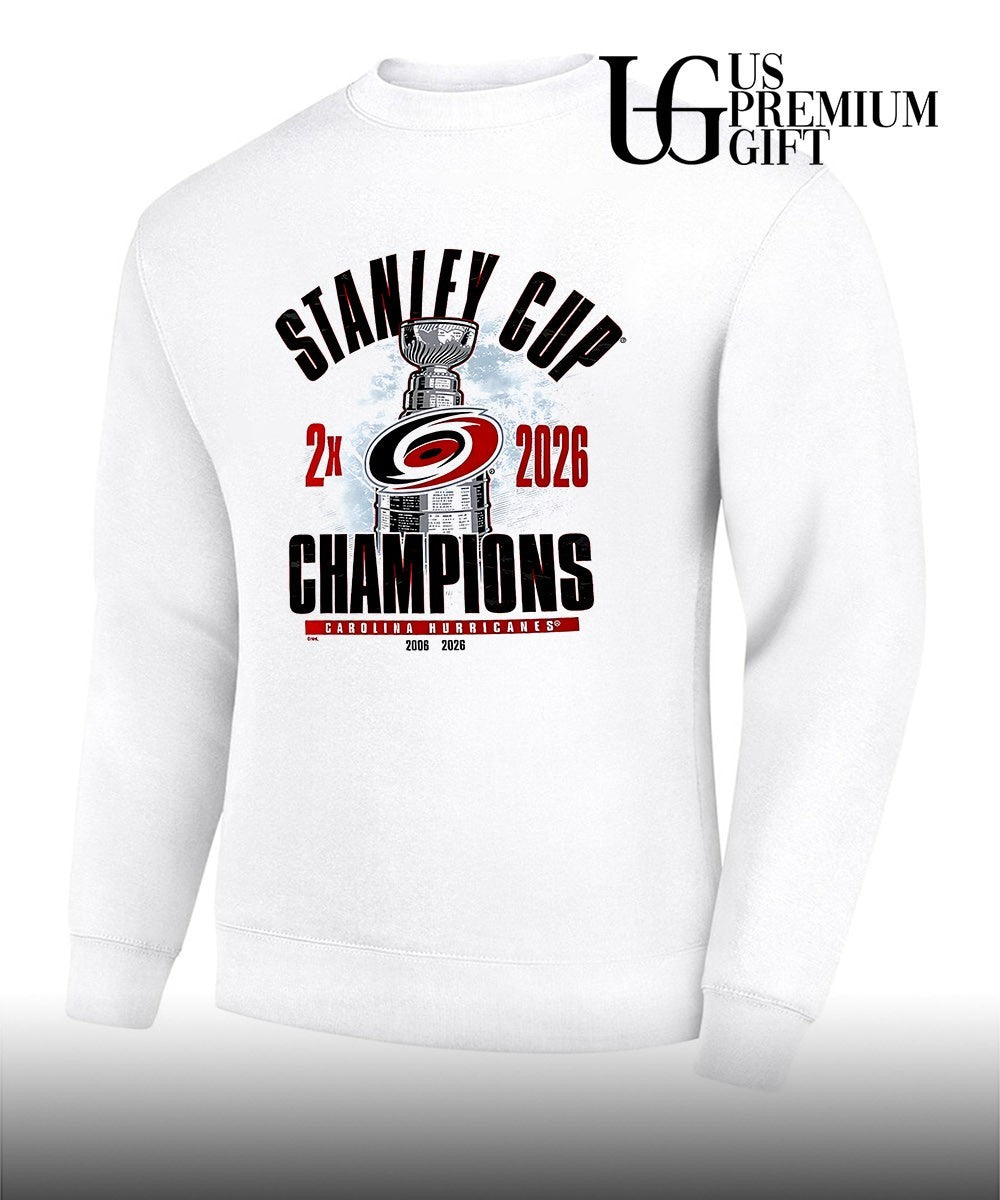 Carolina Hurricanes 2026 Stanley Cup 2X Champions 2006-2026 trophy shirt