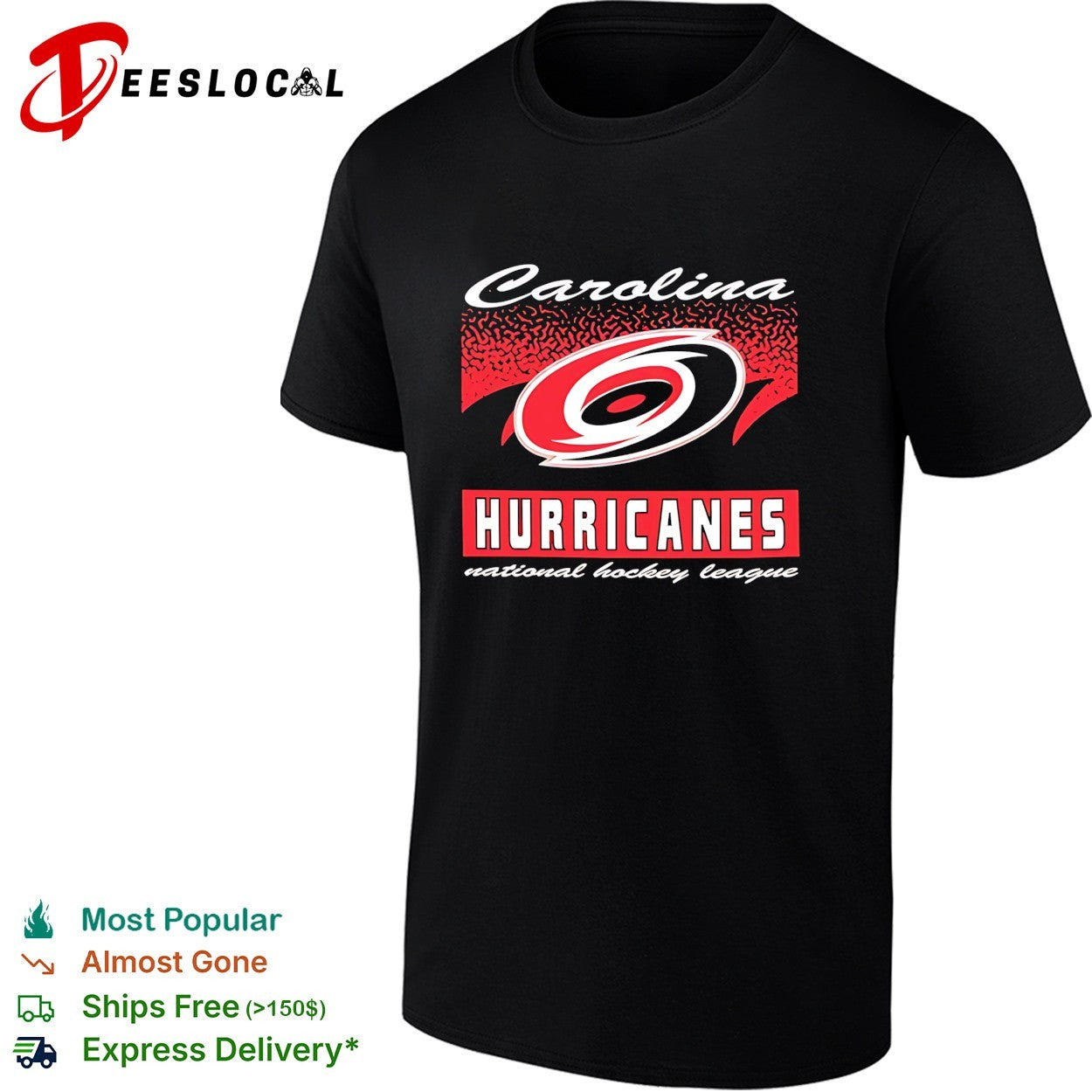 Carolina Hurricanes script logo hockey badge shirt