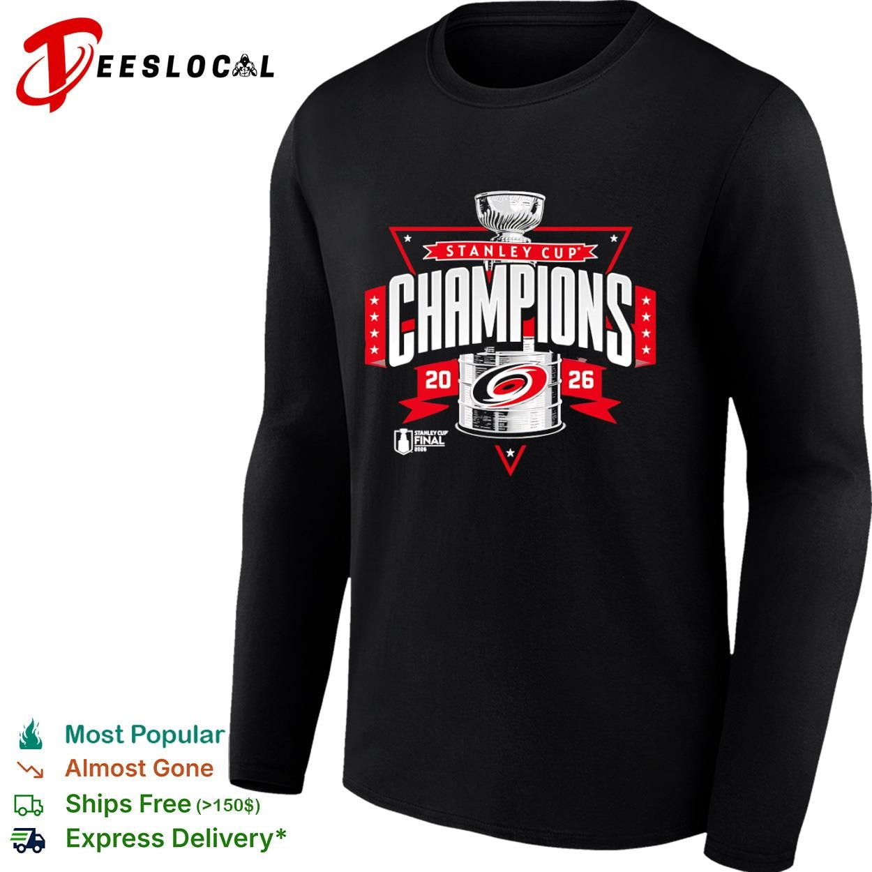 Carolina Hurricanes trophy Stanley Cup champions 2026 shirt