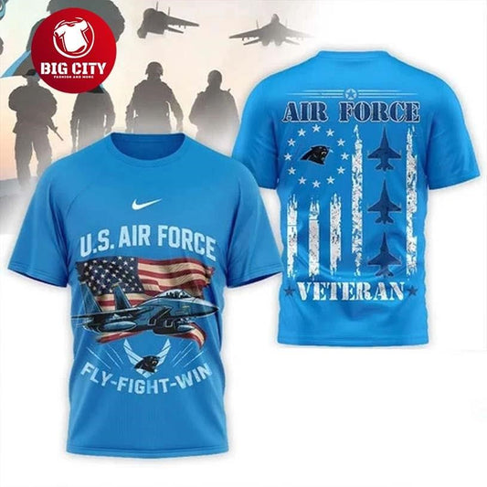 Carolina Panthers 2026 US Air Force Fly Fight Win Veteran Two Sided Shirt