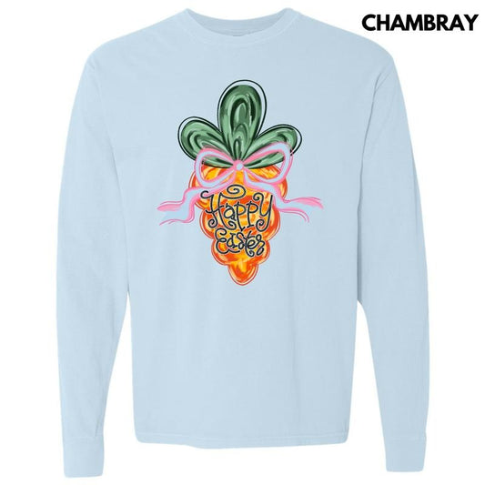 Carrot Happy Easter Long Sleeve Comfort Colors T-Shirt 'NLB'