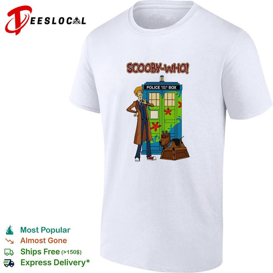Cartoon dog detective duo police box time traveler mashup parody shirt