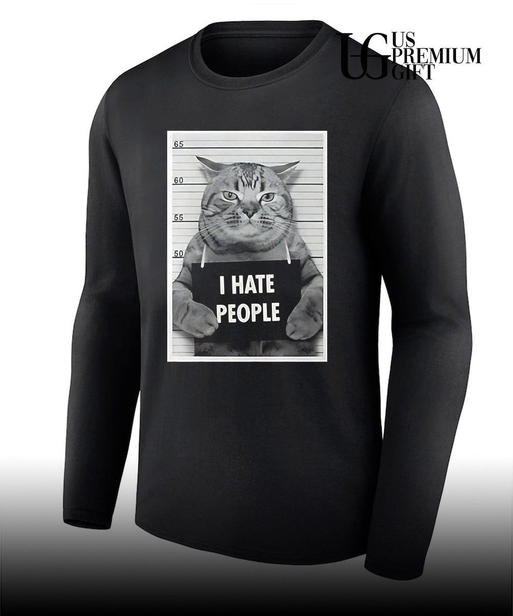Cat I hate people mugshot shirt