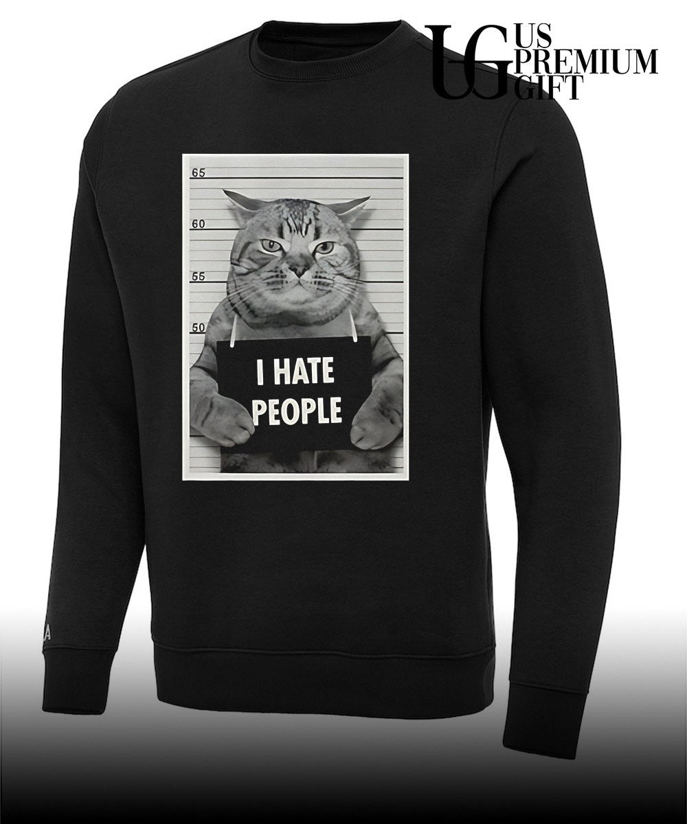 Cat I hate people mugshot shirt