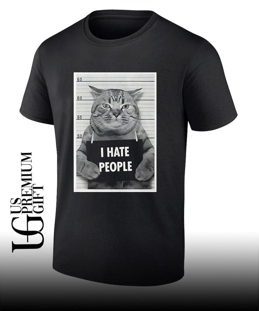 Cat I hate people mugshot shirt