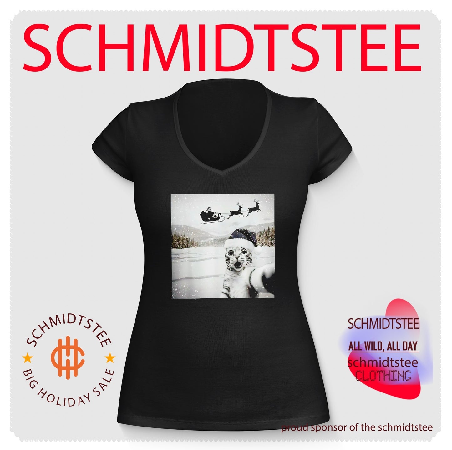 Cat Selfie with Santa Christmas funny shirt