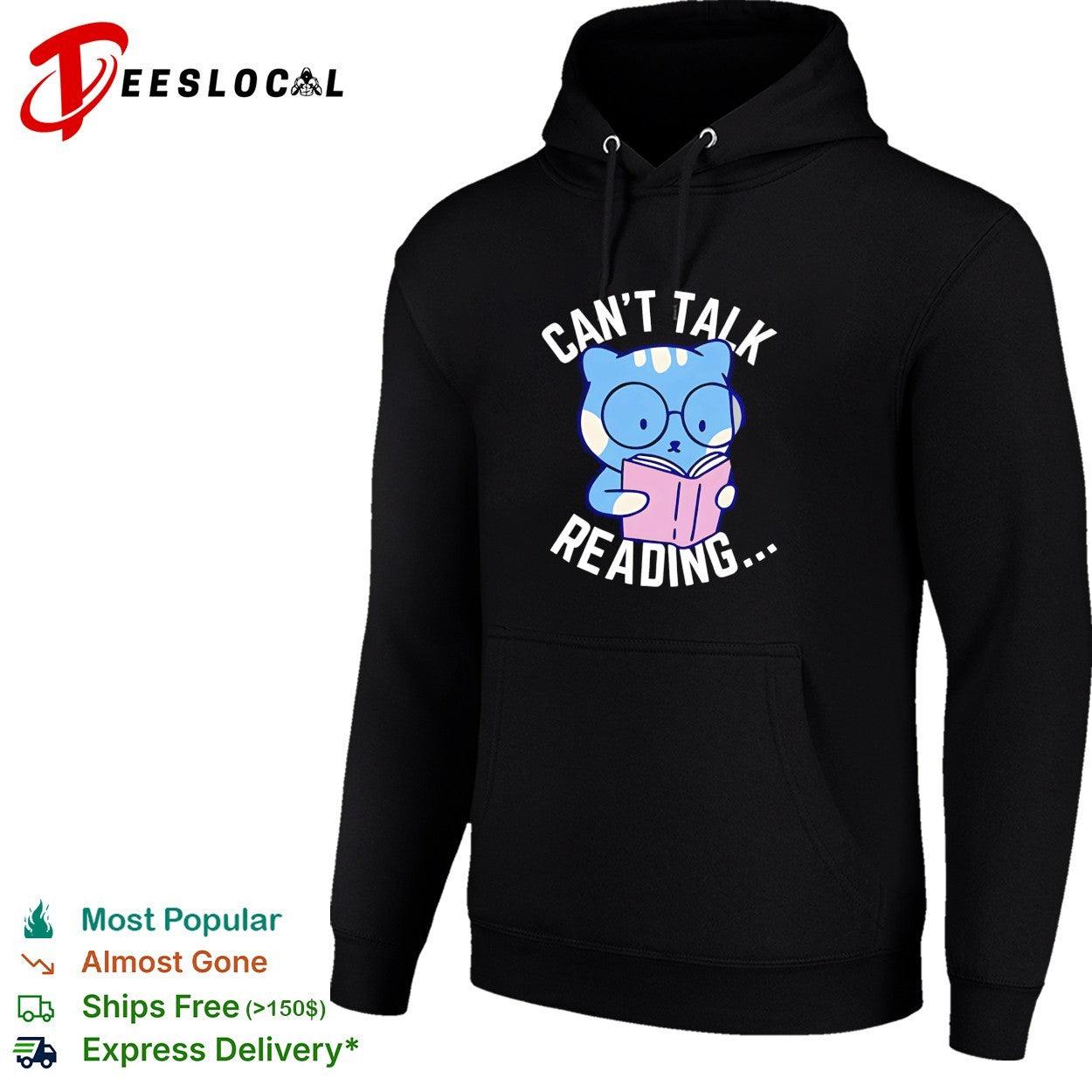 Cat reading book can’t talk reading shirt