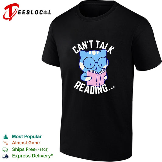 Cat reading book can’t talk reading shirt