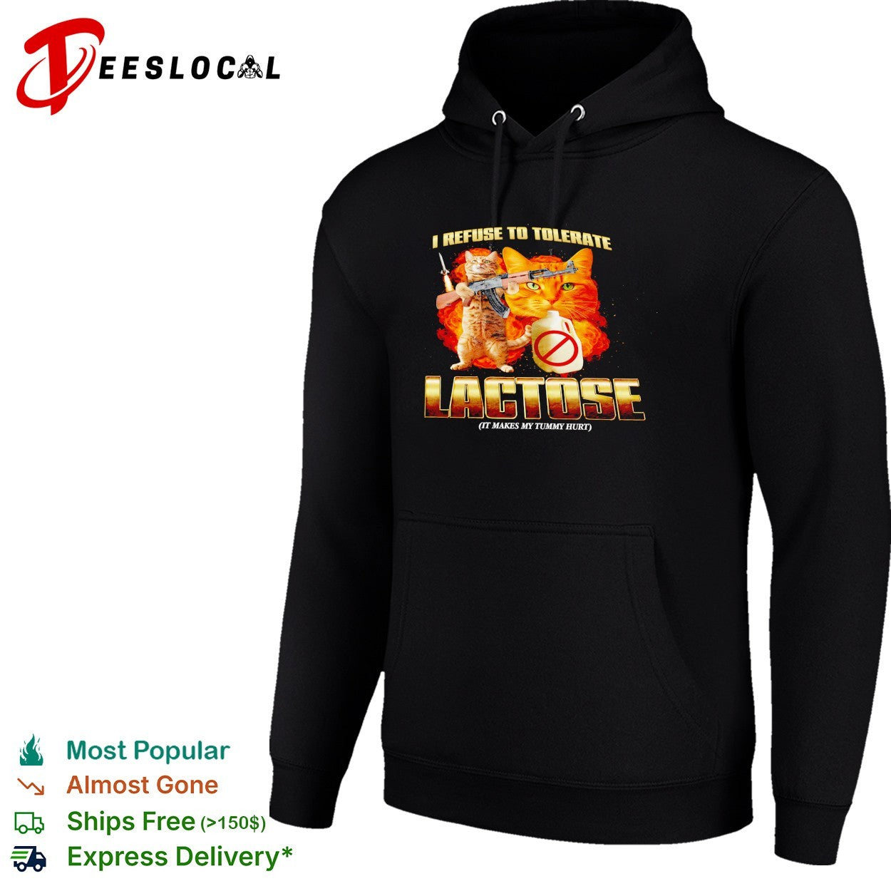 Cats holding guns I refuse to tolerate lactose shirt