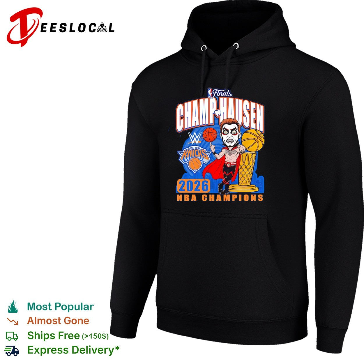 Champ-hausen wrestling parody New York Knicks 2026 NBA Champions cartoon shirt