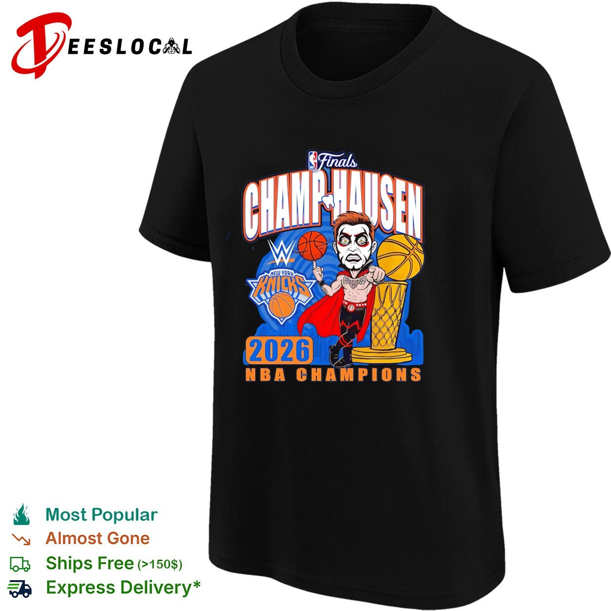 Champ-hausen wrestling parody New York Knicks 2026 NBA Champions cartoon shirt