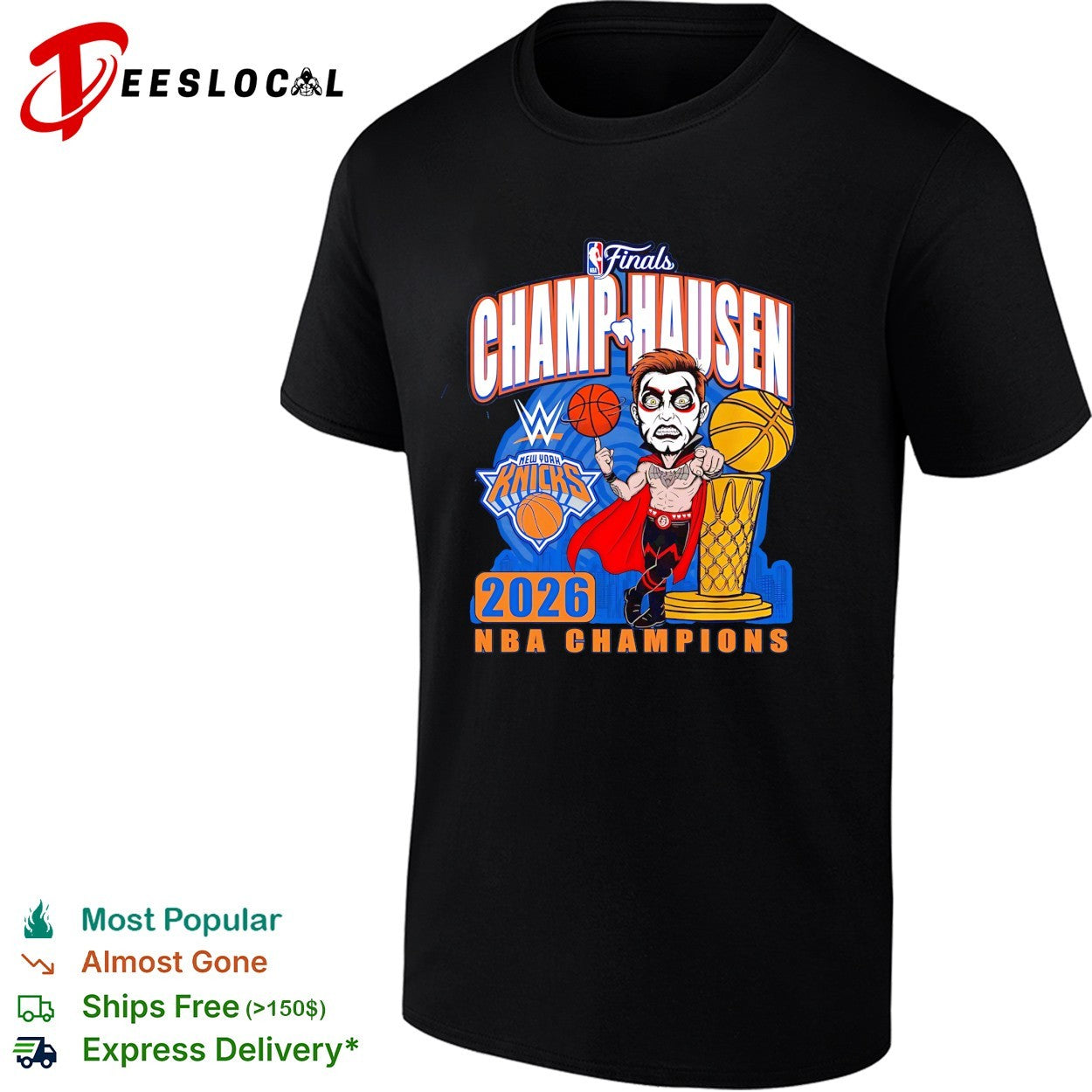 Champ-hausen wrestling parody New York Knicks 2026 NBA Champions cartoon shirt