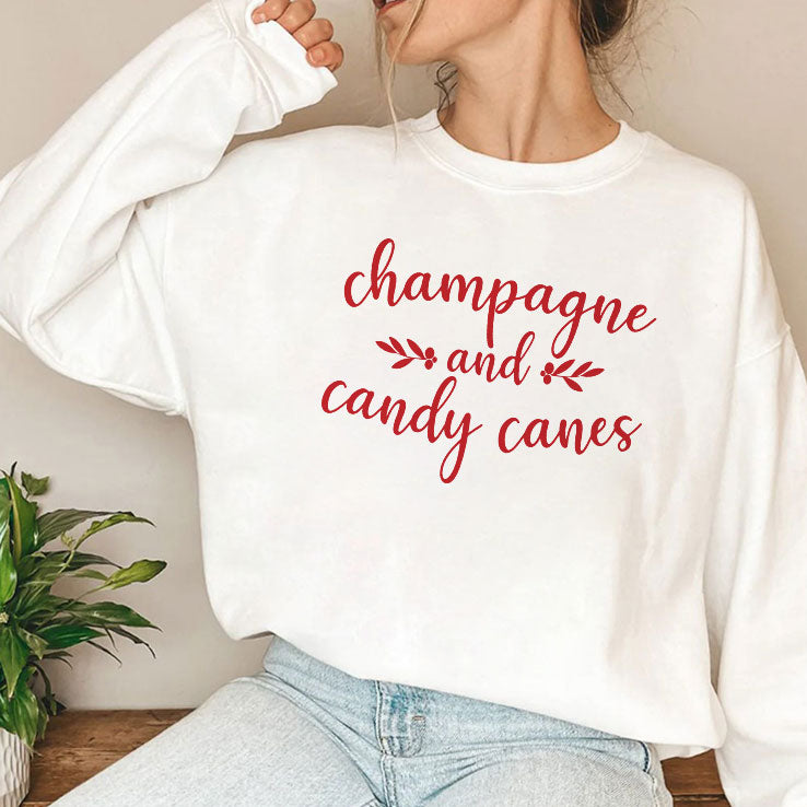 Champagne And Candy Canes Christmas T Shirt