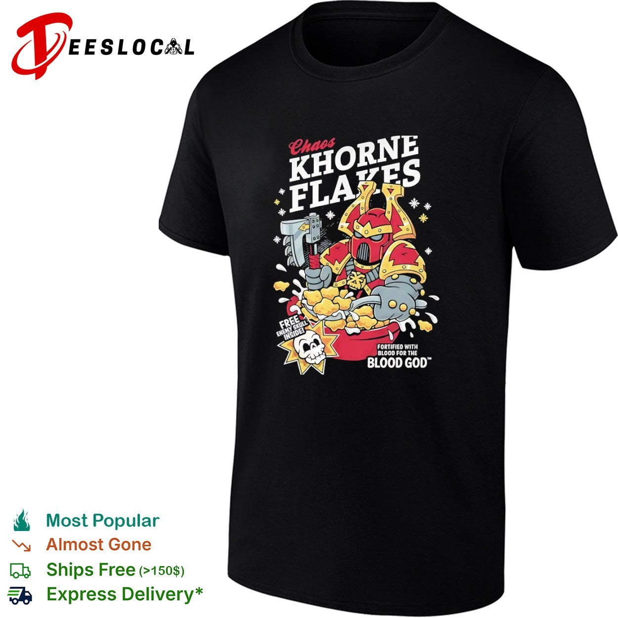 Chaos Khorne Flakes Warhammer 40000 Free Enemy Skull Inside Blood for the Blood God shirt