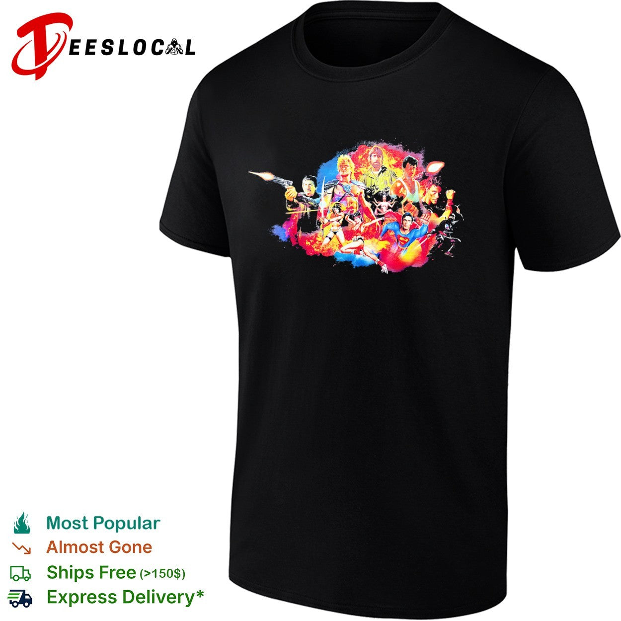 Charles Bronson He-Man Chuck Norris Sylvester Stallone Jean-Claude Van Damme Superman shirt