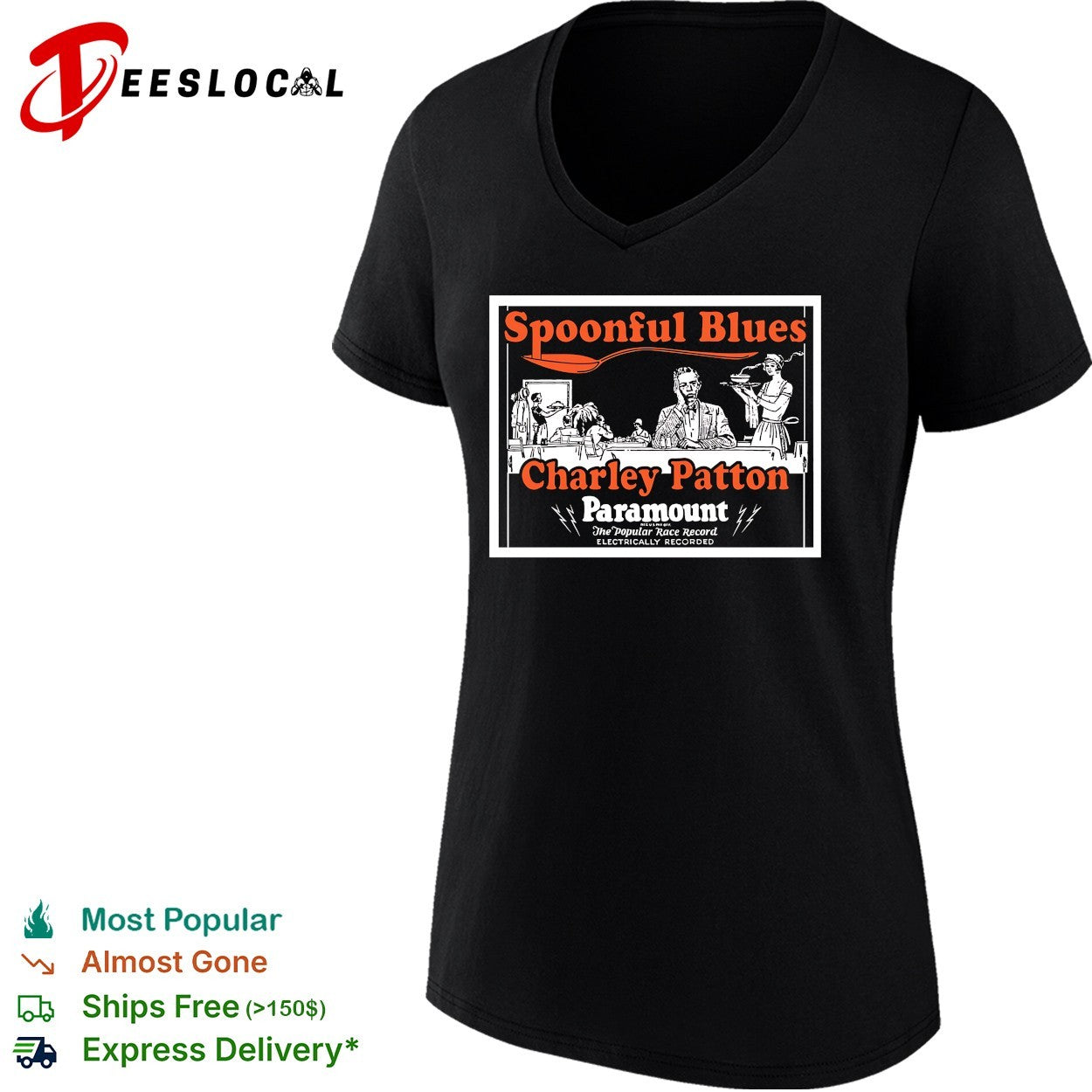 Charley Patton spoonful blues Paramount records shirt