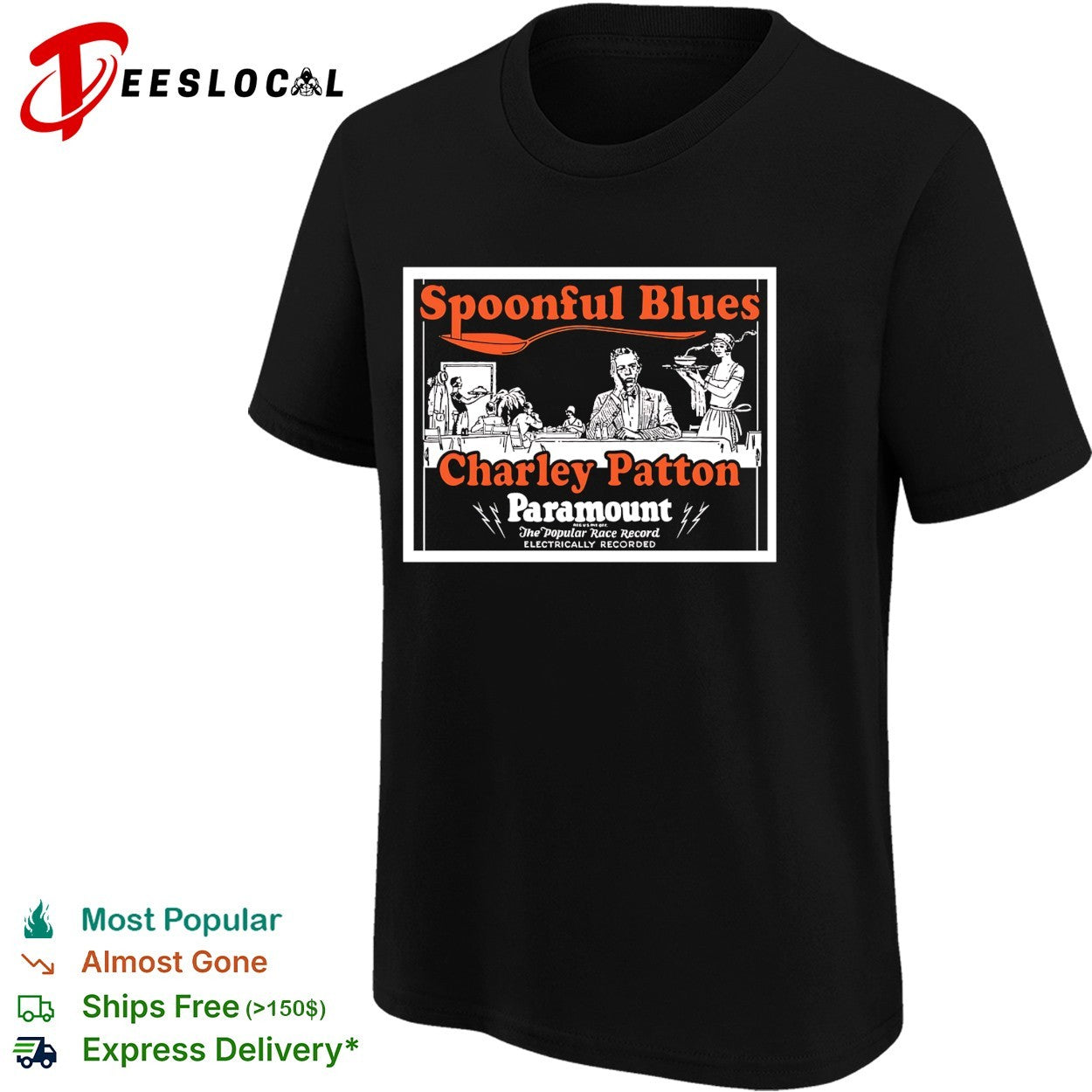 Charley Patton spoonful blues Paramount records shirt
