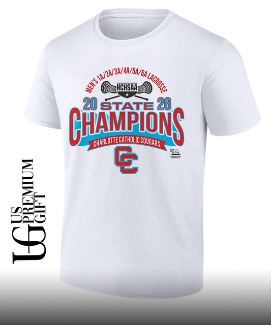 Charlotte Catholic Cougars NCHSAA Men’s 1A to 6A Lacrosse State Championship 2026 shirt