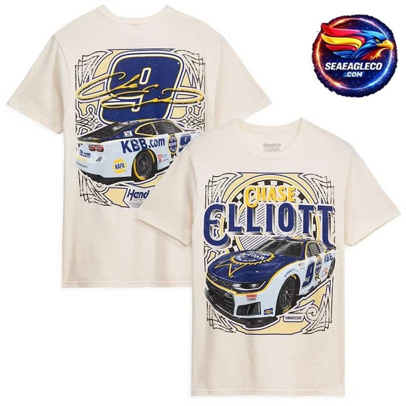 Chase Elliott Classic Ink Cream #9 Kelley Blue Book 2026 Two Sided Shirt