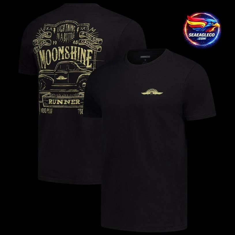 Checkered Flag Sports Black 2-Spot Moonshine Lightning in a Bottle Two Sided Shirt